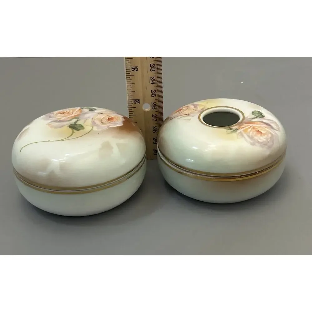 Royal Rudolstadt Hair Receiver and Trinket Box Hand Painted Prussia Vanity READ